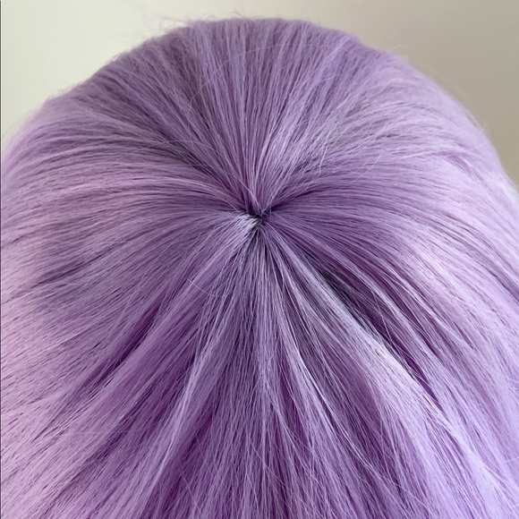 Lilac Purple Color “Put On & Go” Synthetic Wig with Bangs for Events or Cosplay - Picture 3 of 4